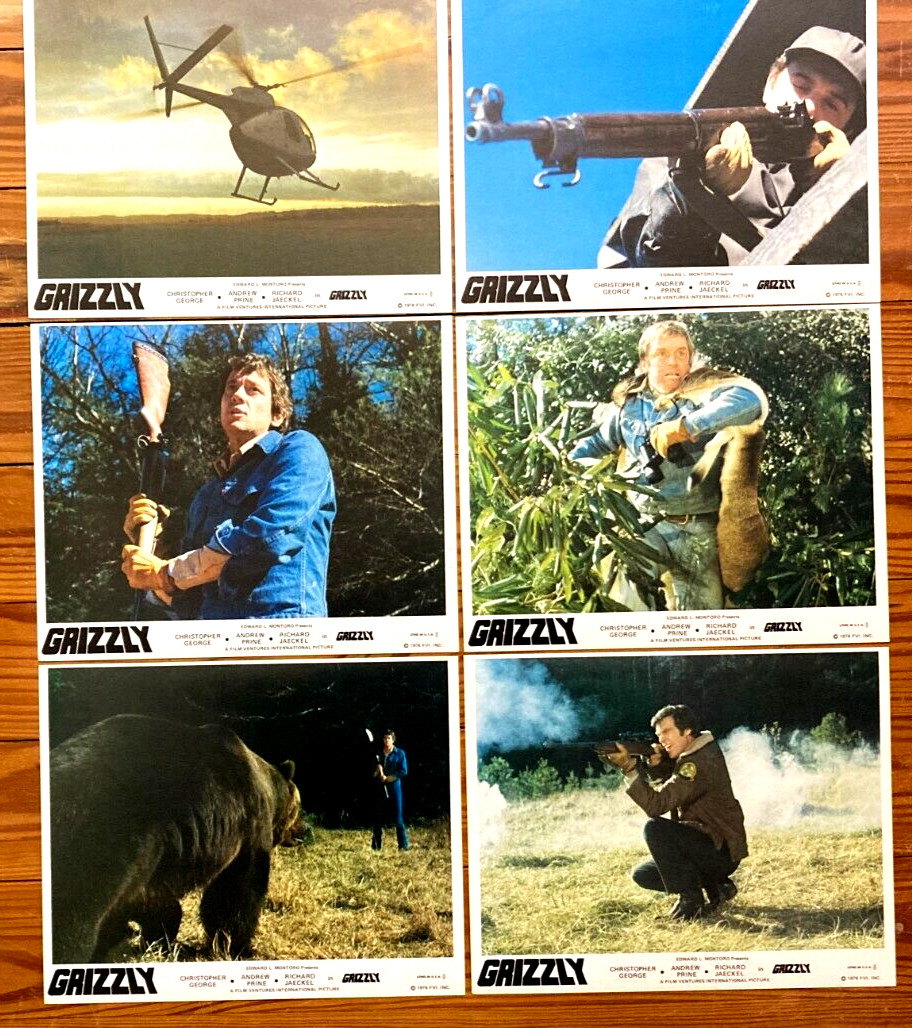 GRIZZLY Original Movie Lobby Card Set Man Eating Bear Horror Thriller Hunting