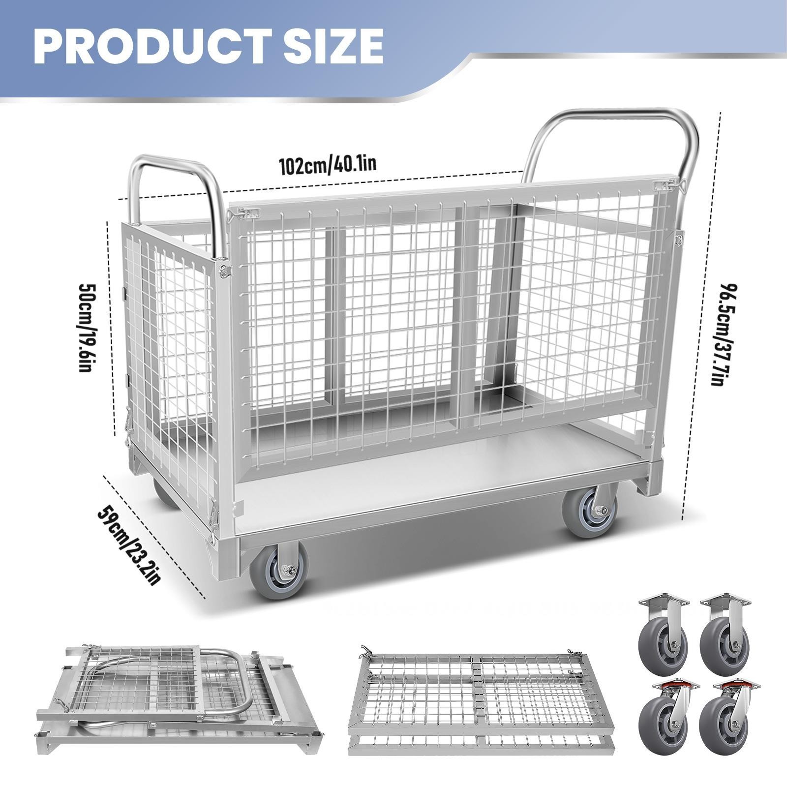 2200LB/2600LB Platform Truck Cart Foldable Flatbed Cart for Grocery & Warehouse