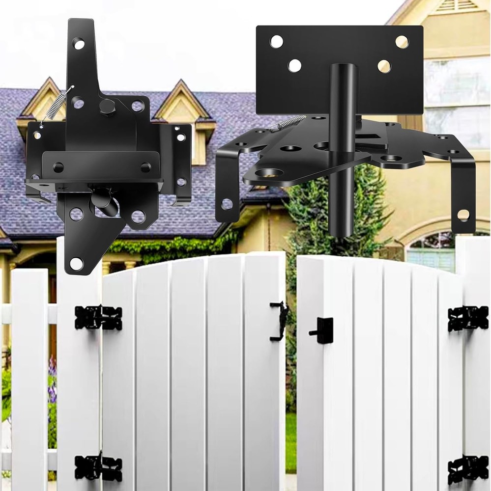 Self Locking Gate Latch and Hinges Set Heavy Duty Hardware for...