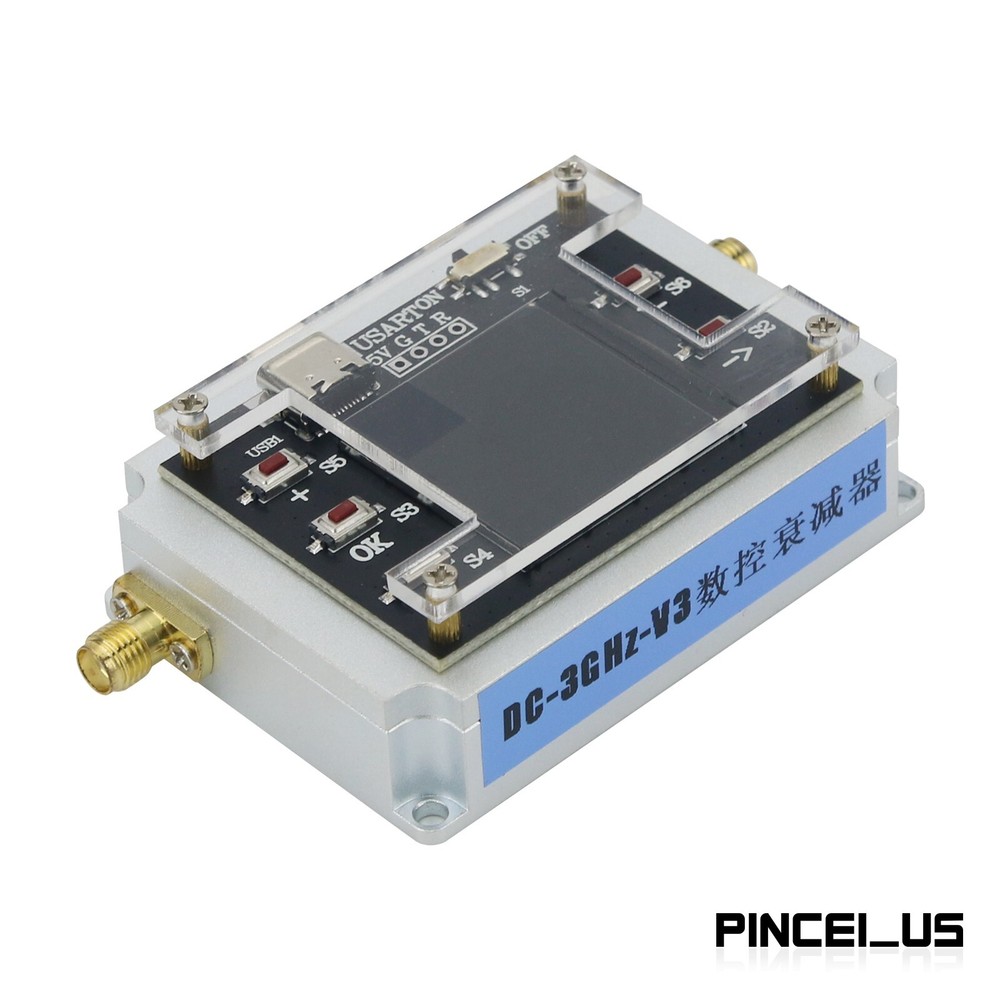 DC-3GHz Digital Programmable Attenuator CNC Isolation Attenuator 1.3" TFT Screen