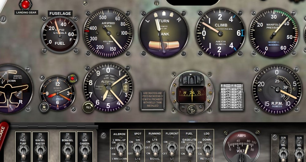 P40B & P49E WARHAWK COCKPIT instrument panel CDkit