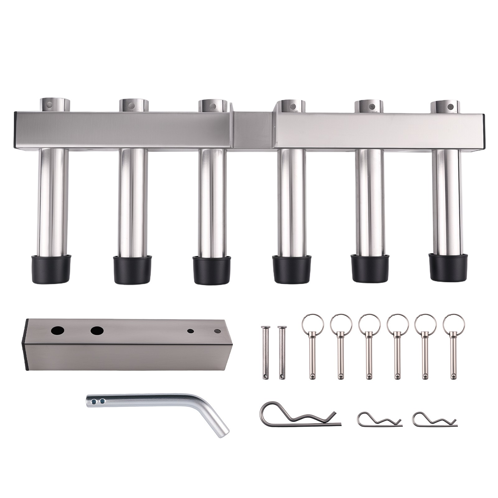 Truck Hitch Car Fishing Rod Holder For 2" Hitch Receiver Mount 6 Tube Stainless