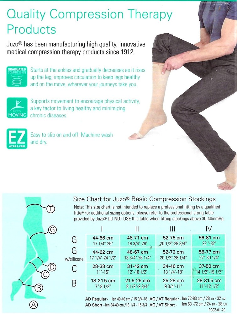 JUZO Basic Beige Compression Stockings: Model 4411, Type AT, Size I (NEW)