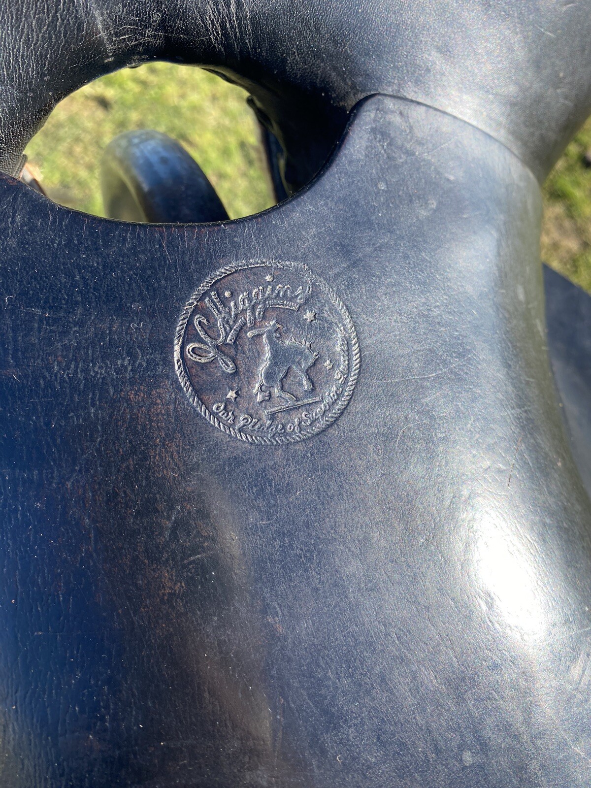 Antique/Vintage J. C. Higgins 15.5” slick seat Western saddle w/tapaderos