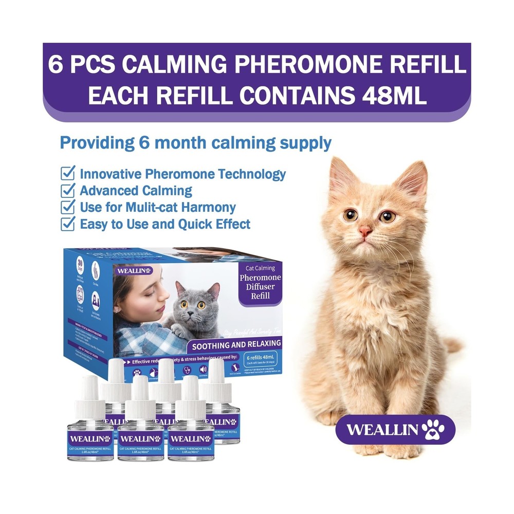 6 Pack Cat Calming Diffuser Refills - Cat Pheromones Calming Diffuser Refill ...