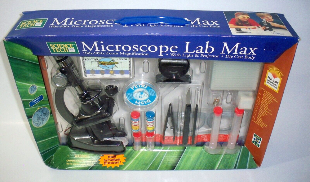 Science Tech Microscope Lab Max with Light and Projector, Kids Activity, New!