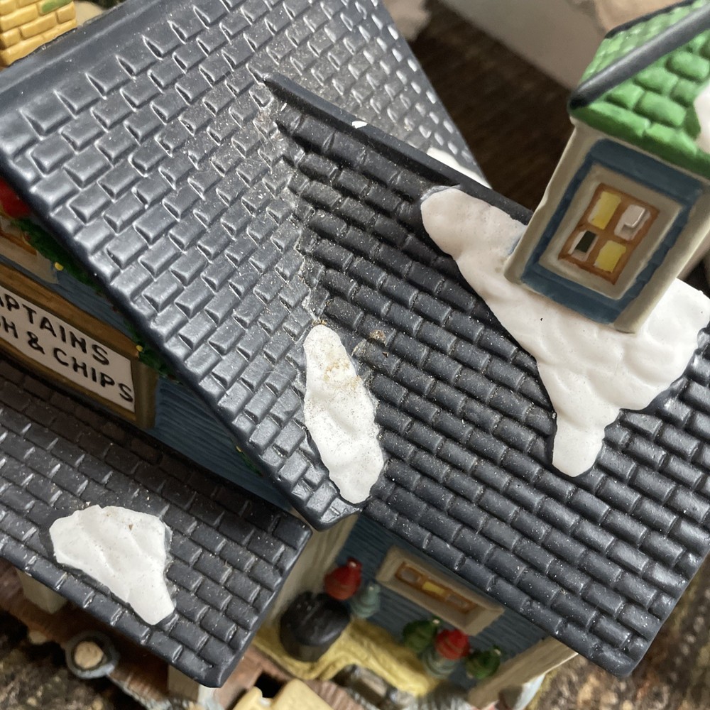 Copperfield Keepsake CAPTAINS FISH & CHIPS Porcelain Lighted House -NO LIGHT