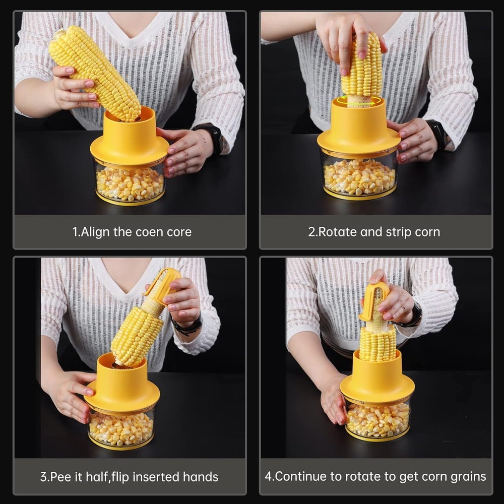 Corn Stripper, Corn Peeler, Quick Corn Kernel Cutter Tool, with Bowl