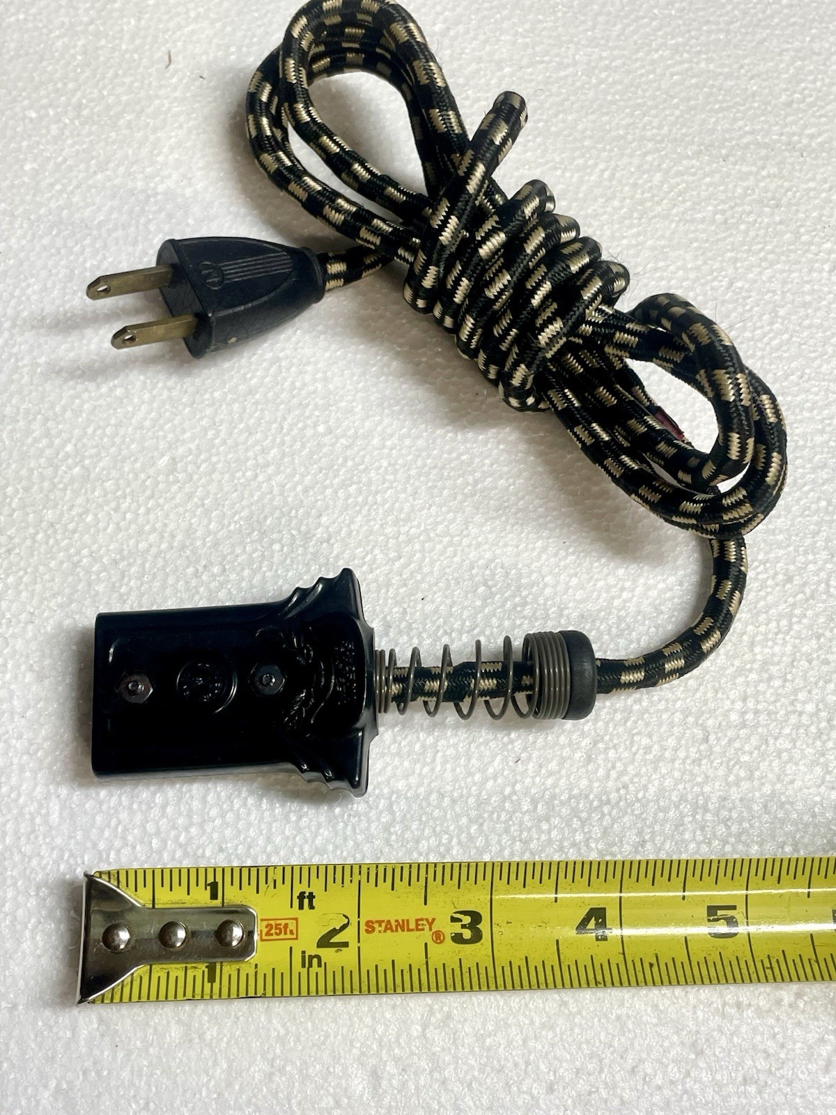 Antique Vintage 6' Cloth 2-Prong Appliance Cord Bakelite "N" Logo Art Deco NICE