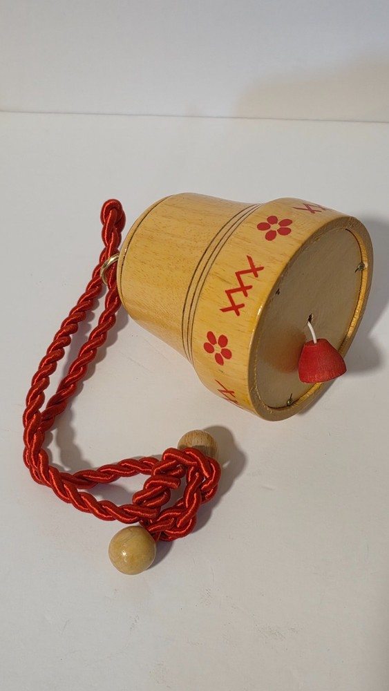 Vintage Wooden Music Bell Lalaby Pull String