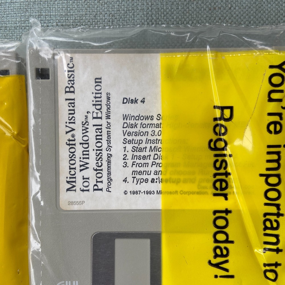 Microsoft Visual Basic for Windows Professional Edition New NIP v3.0 1993 3.5"