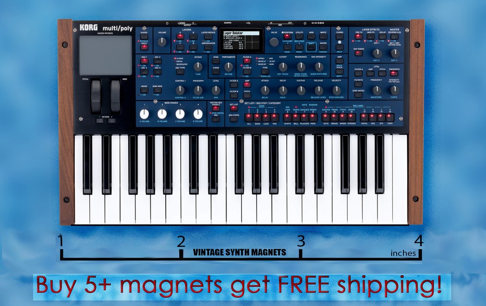 KORG Poly Six 6 61 800 Delta Trident Mono/Poly Multi/Poly synth fridge magnet