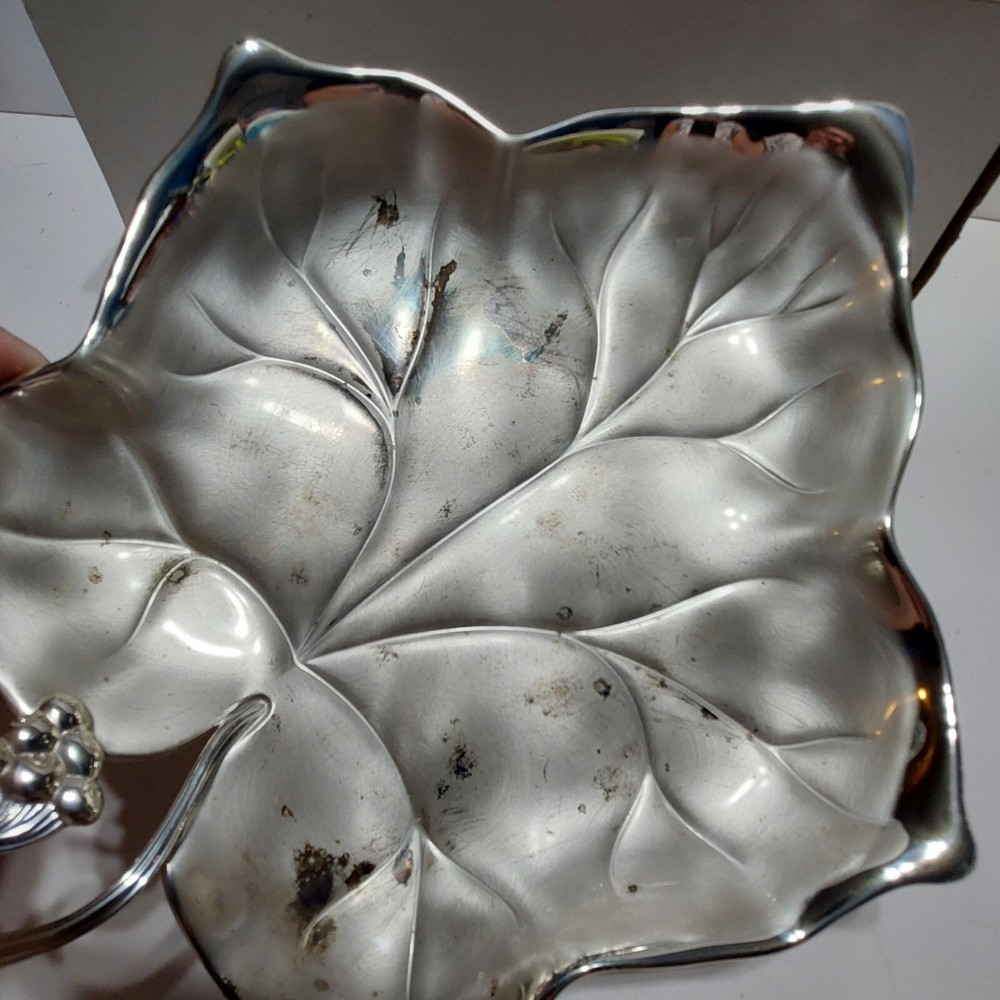 VTG Ikora WMF Silverplate Leaf Footed Candy Trinket Dish Germany Unused w/box