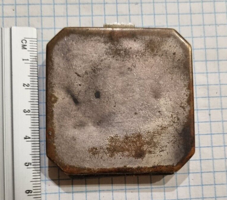 vintage powder box, silver plated