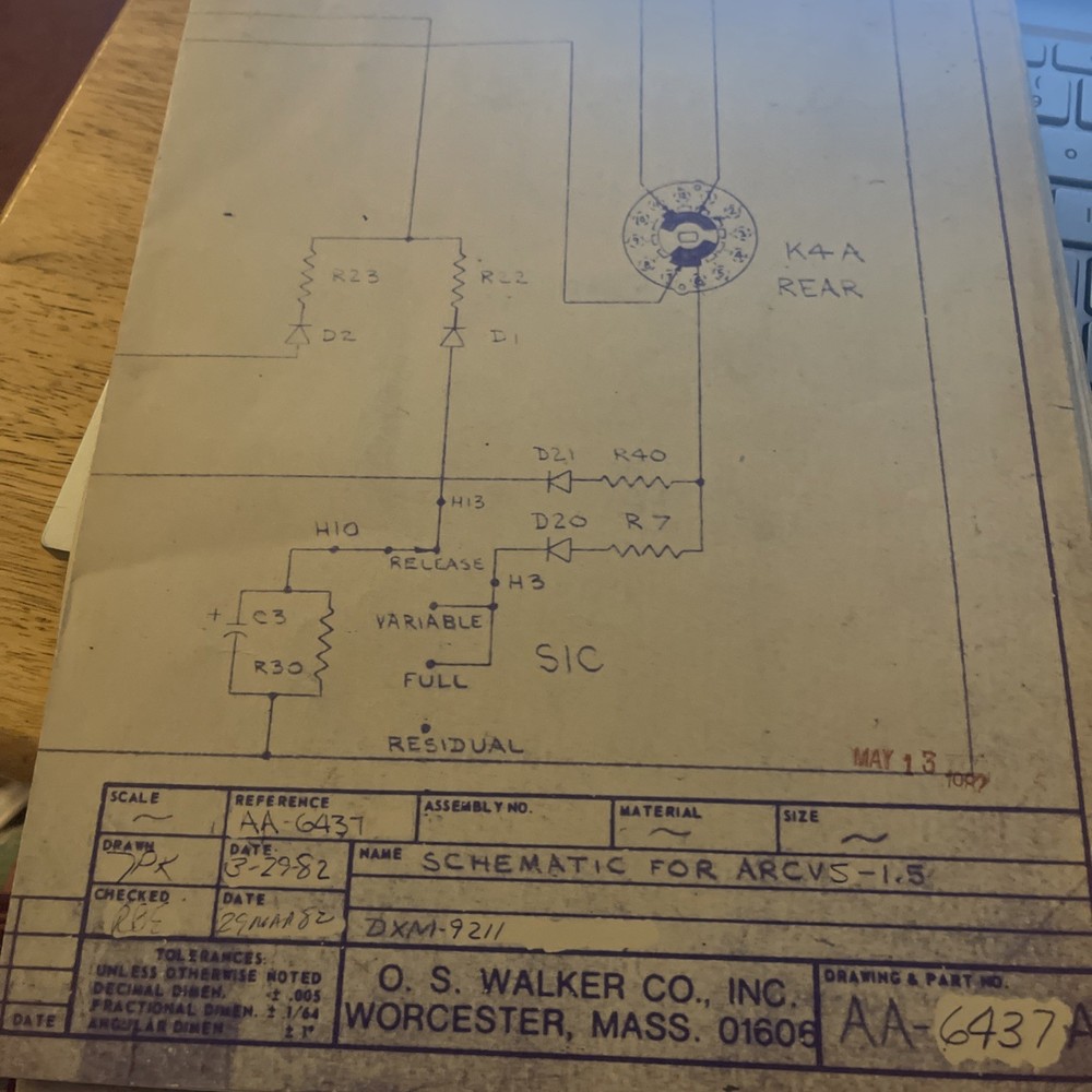 O.S. Walker Co. Schematic for ARCVS-1.5