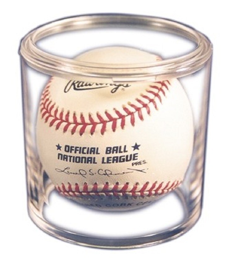 Pro-Mold Round Tube Baseball Holder Display Case with Pop Off Lid UV Made In USA