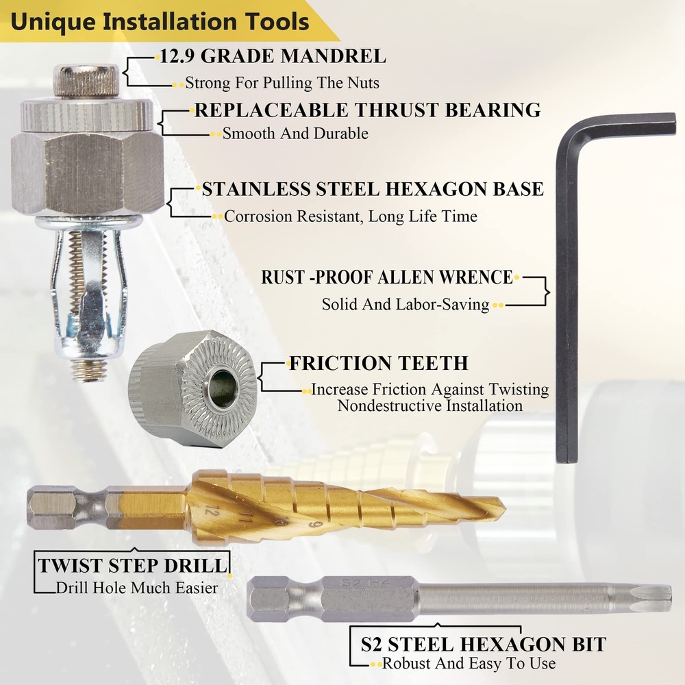 1/4-20 Jack Nut with Installation Tool Threaded Insert Petal Nuts Nutserts