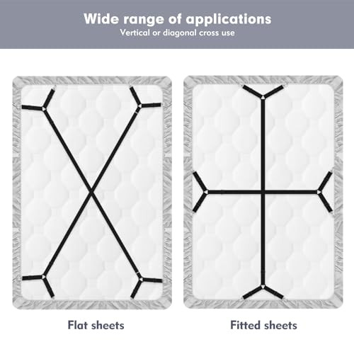 2 Pcs Bed Sheet Straps, Adjustable Fitted Sheet Clips Keeping Sheets Place