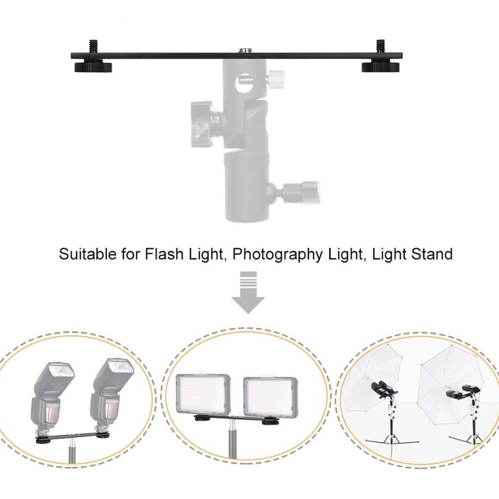 Dual Mount Tripod Bracket Flash DSLR Stand Microphone Z3M3