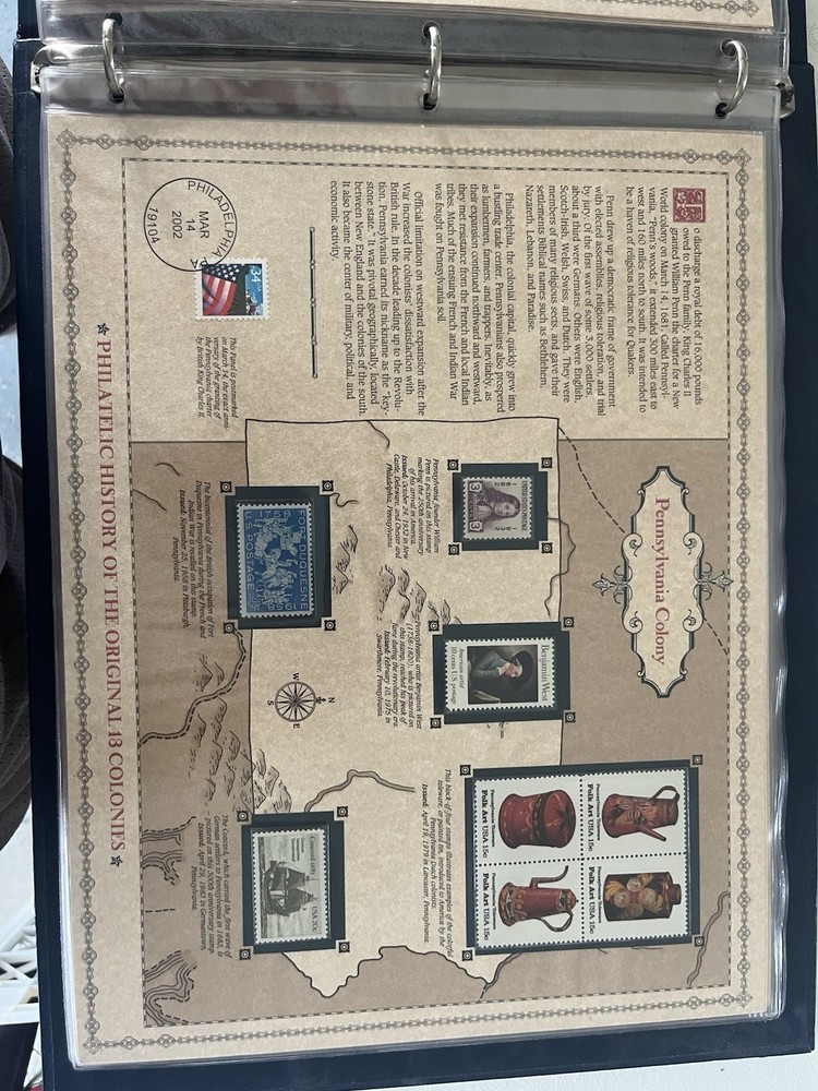 Philatelic History of The Original 13 Colonies - Stamp Book