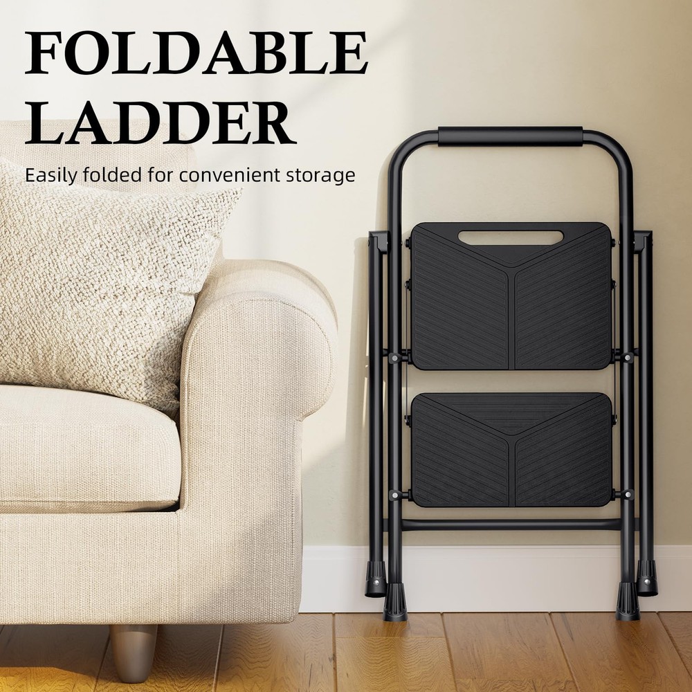 2 Step Ladder, Portable Folding Ladder for MultiPurpose, Home, Kitchen, Heavy...