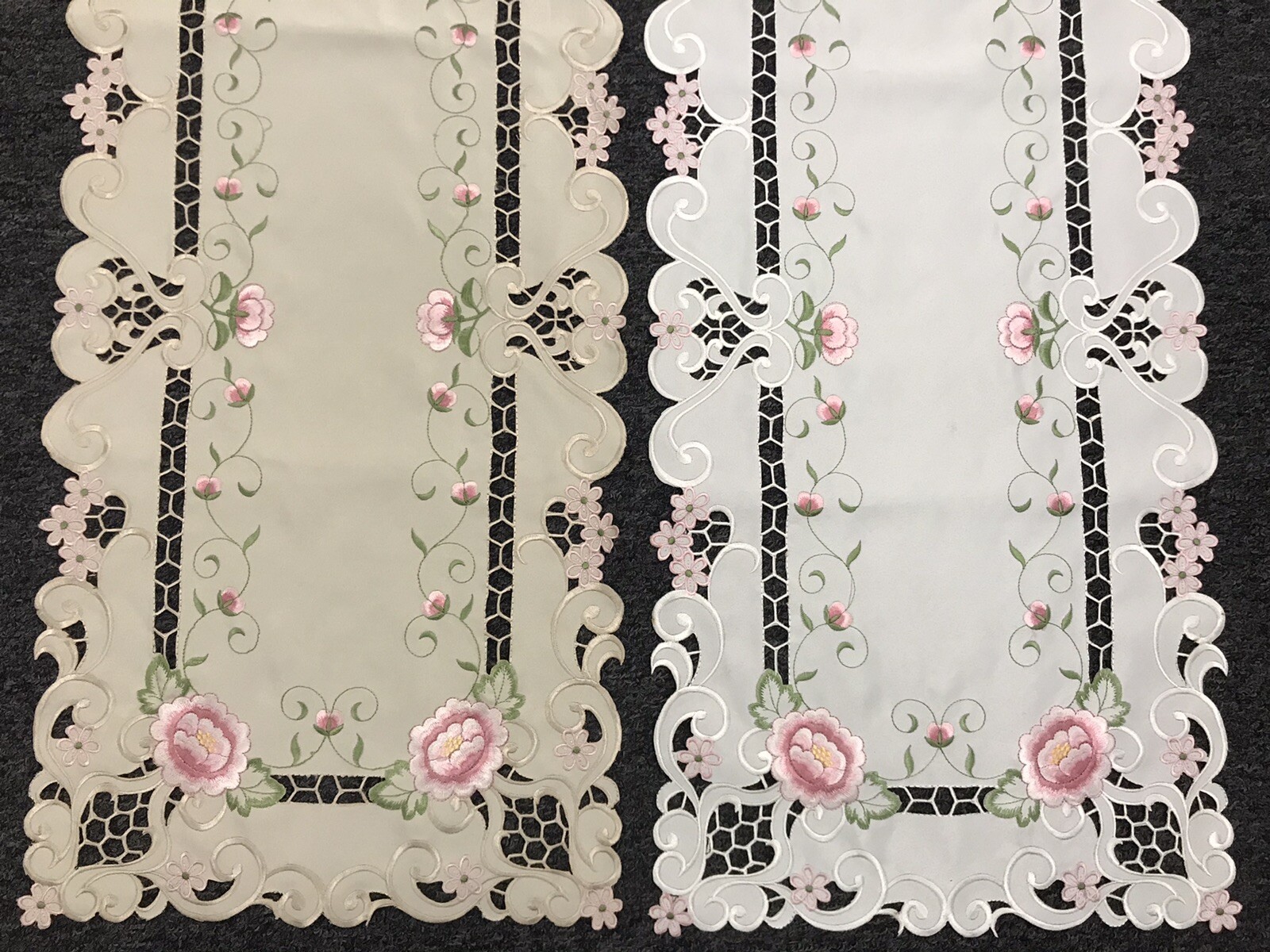 Cutwork Embroidered Lace Rose Placemat Table Runner Scarf Wedding Party Dining