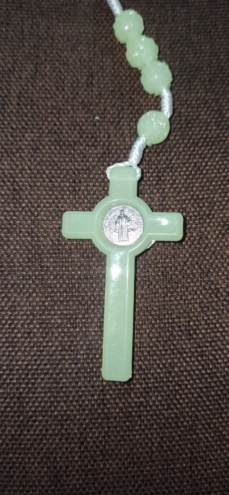 Rosary Luminous Phosphorous Hand Made Jerusalem Saint Benedict Glow in the Dark