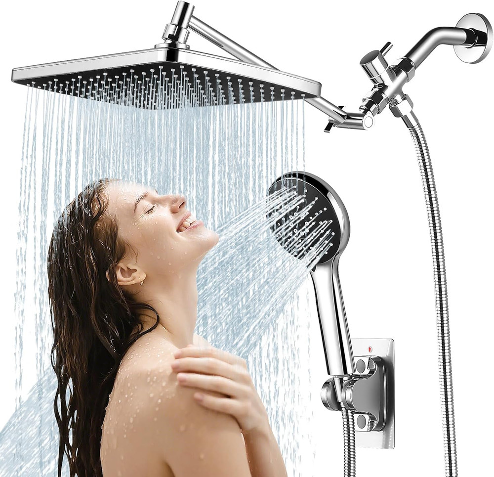 Shower Head with Handheld Combo,11.8 Inch Large Rectangular Rain Shower Head wit