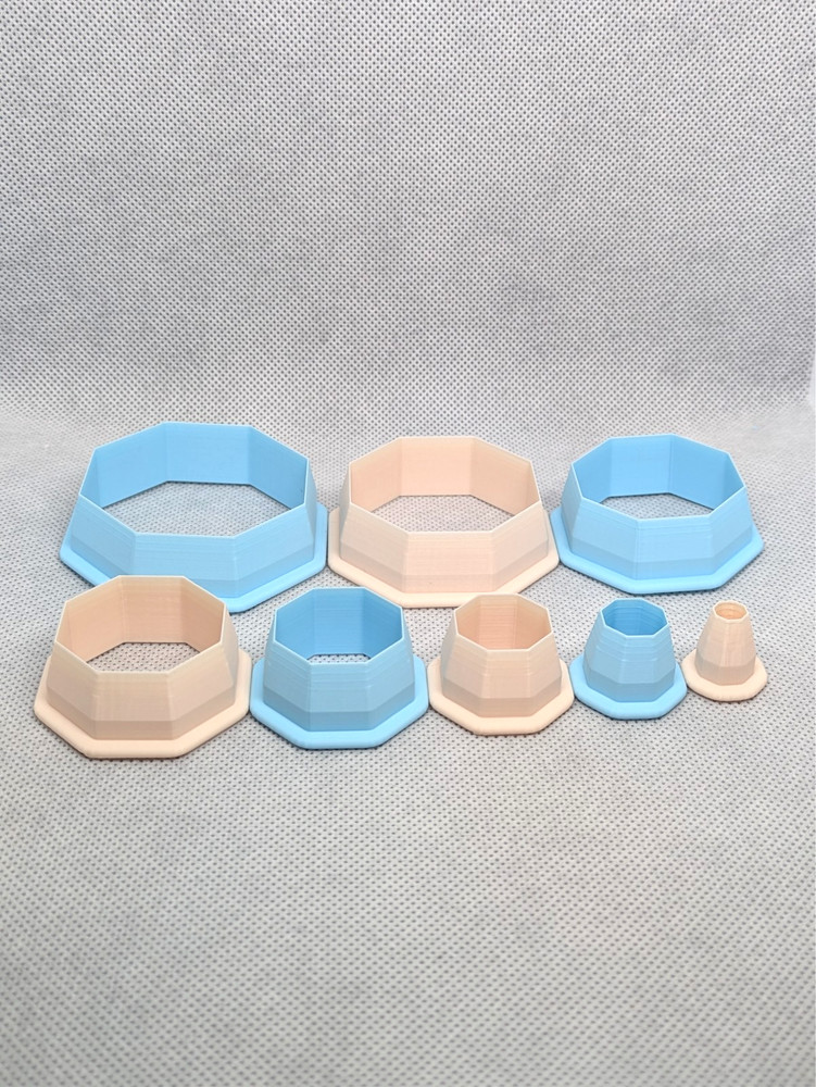 Octagon Clay Cutter Shape Set ~ Polymer Crafting Tool ~ Stackable Outline