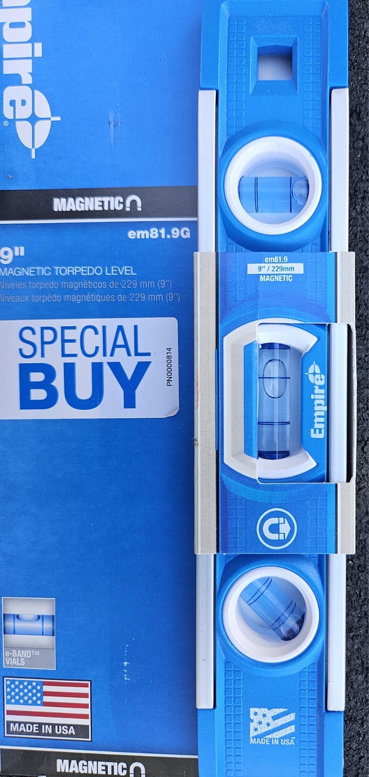 Empire 9" Magnetic Torpedo Level Pack Of 2 Levels, Blue EM81.9G, New