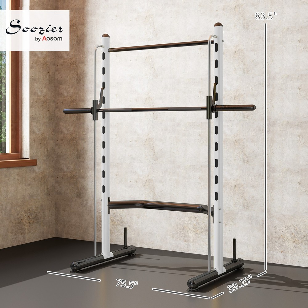 Soozier Adjustable Squat Rack with Pull Up Bar and Barbell Bar Bench Press