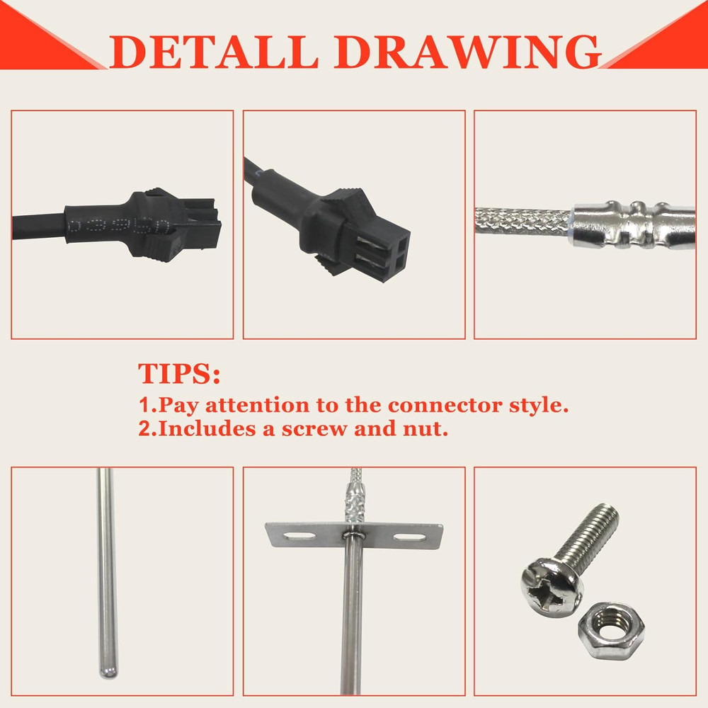 Replacement RTD Temperature Probe Sensor, Compatible with Pit Boss Pellet Grill