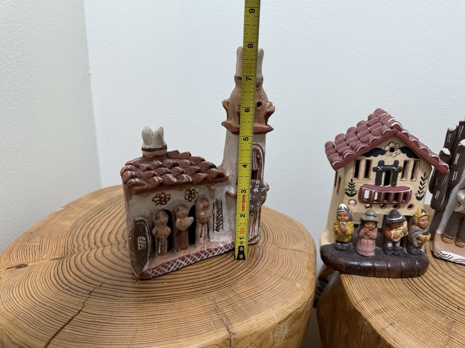 Set of 3 Large Handcrafted Peruvian Clay Pueblo Houses – Folk Art Village