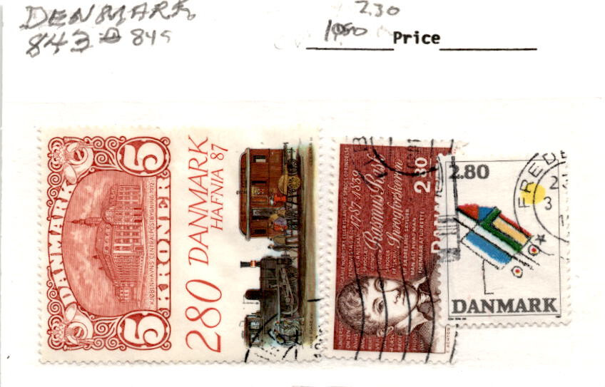 Denmark, Postage Stamp, #843-845 used, 1987 Train (AE)