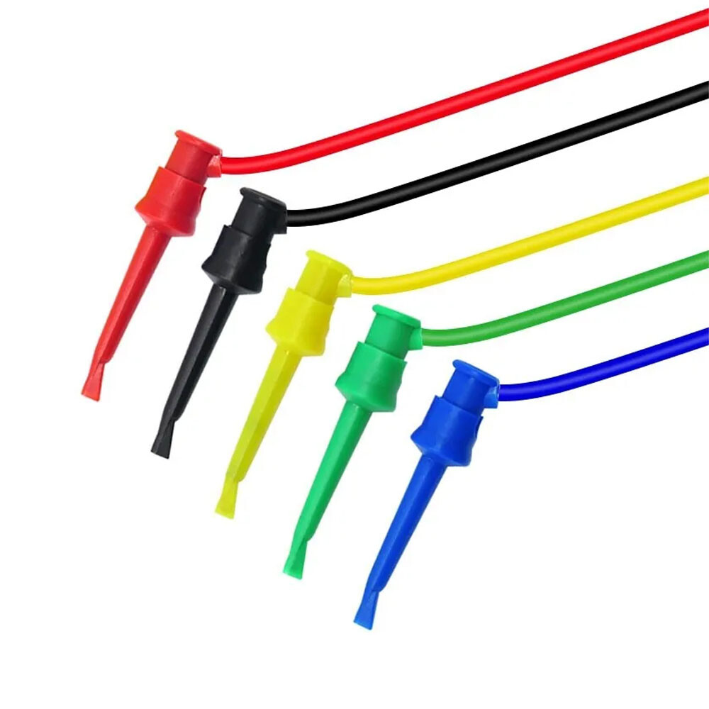 5x 4mm Stackable Banana Plug To Test Hook Clip Test Leads Mini Grabber Cable US