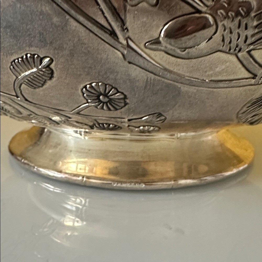 Godinger Silver Plate Decorative Large Fruit Bowl with Flower and Bird Design