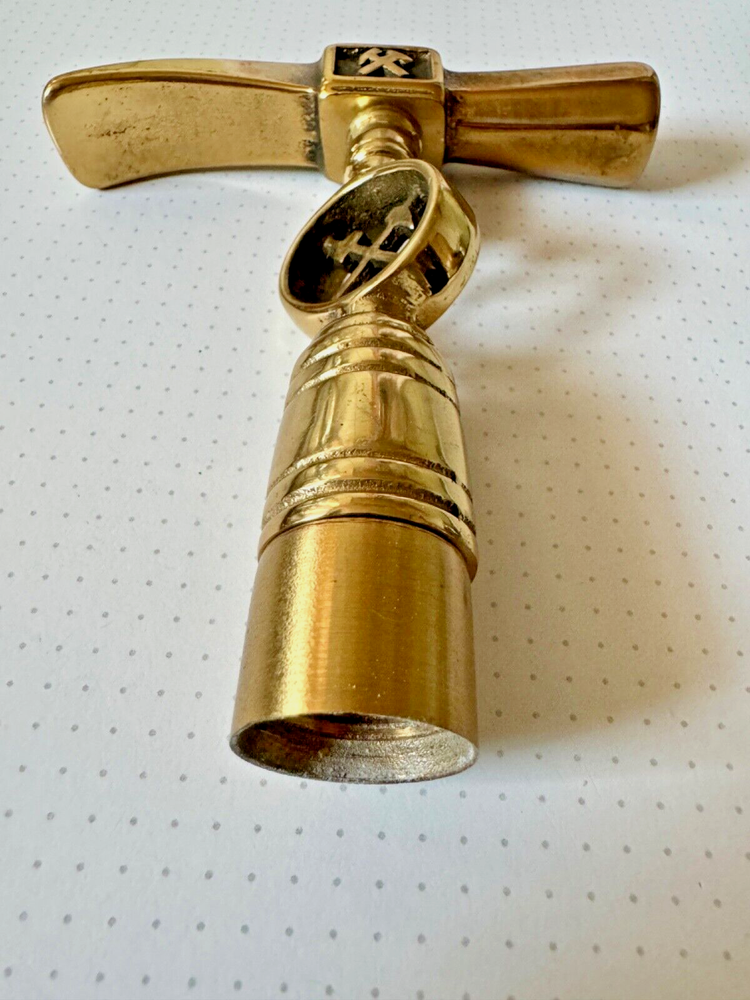 Vintage Firemans Solid Brass Claw Hammer Head Cane Handle- Engraved- Unique 50s