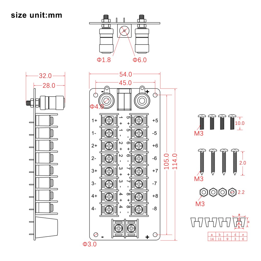 1 Unit Distribution Module 20A Power Distributor 3 Inputs 8 Pairs Outputs AC DC