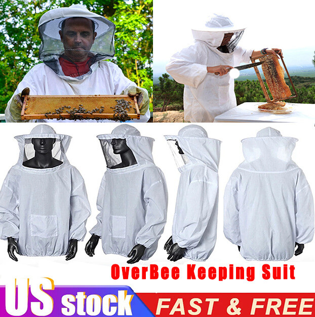 Beekeeping Smock Jacket OverBee Keeping Suit Protective Coat Pull Tops Veil Hat