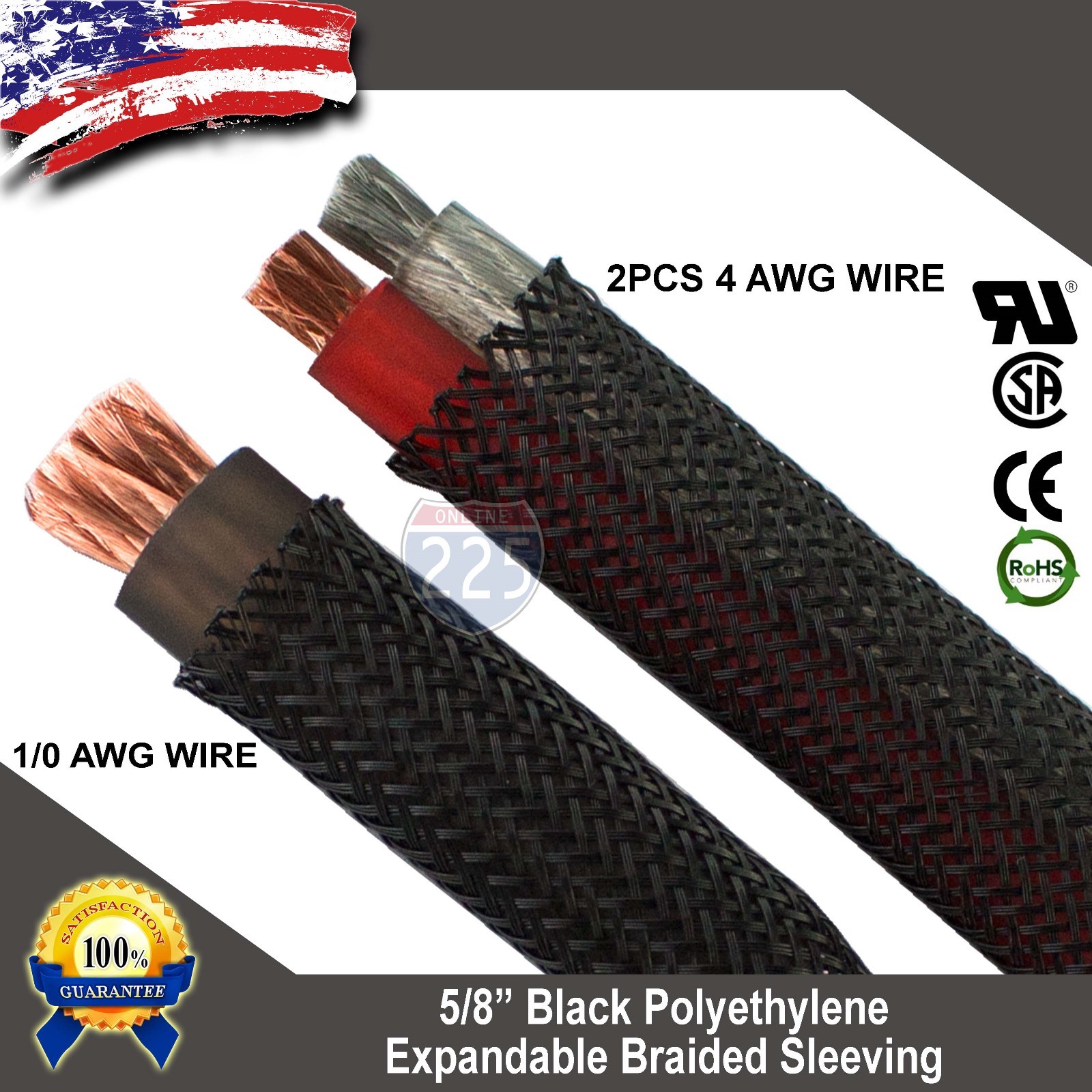 100 FT. 5/8" Black Expandable Wire Cable Sleeving Sheathing Braided Loom Tubing