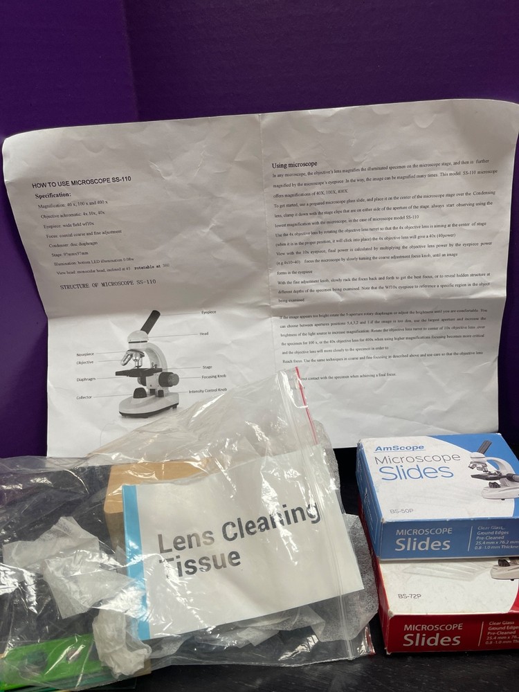 Bonus Pak National SS-110 Microscope - Lab, Science, Biological, Student, Tested