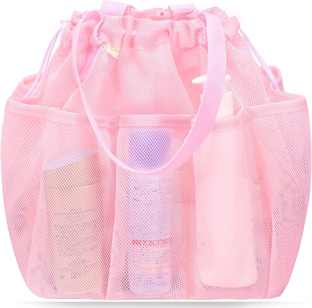 Mesh Shower Caddy Portable with Drawstring, Dorm Room Essentials for College Stu