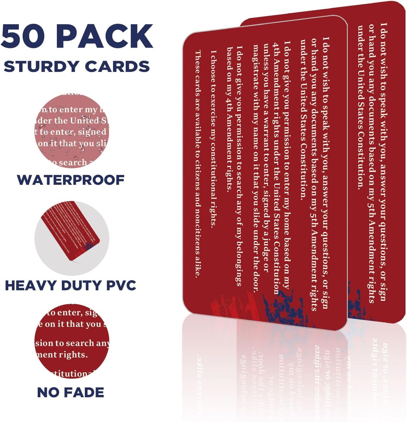 50 Pack Immigration Rights Red Cards - Bilingual Constitutional Rights Reminder