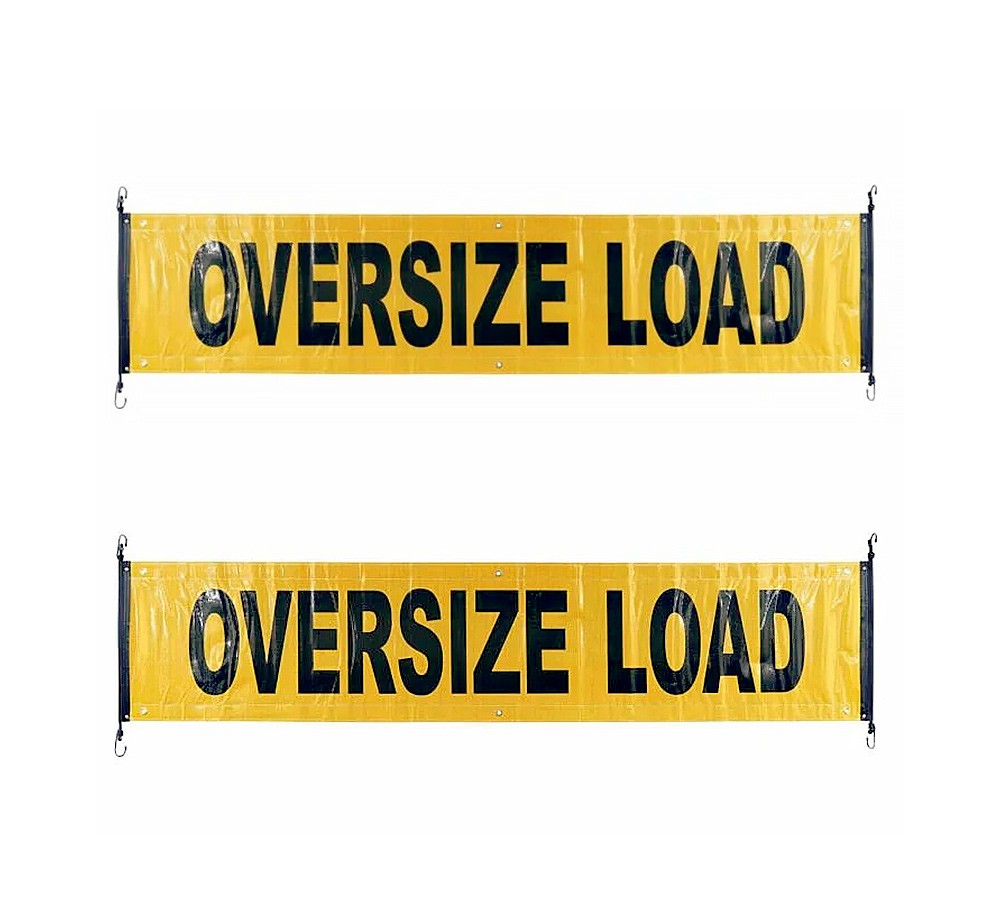 2 PK 18"x84" Reflective Oversize Load Sign Banner for Trucks, Trailer w/Bungee