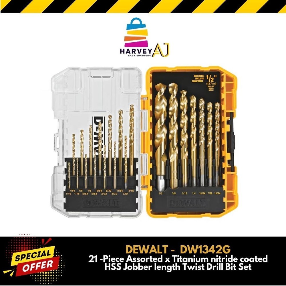 DeWalt DW1342 G 21-Piece Assorted Titanium Twist Drill Bit Set