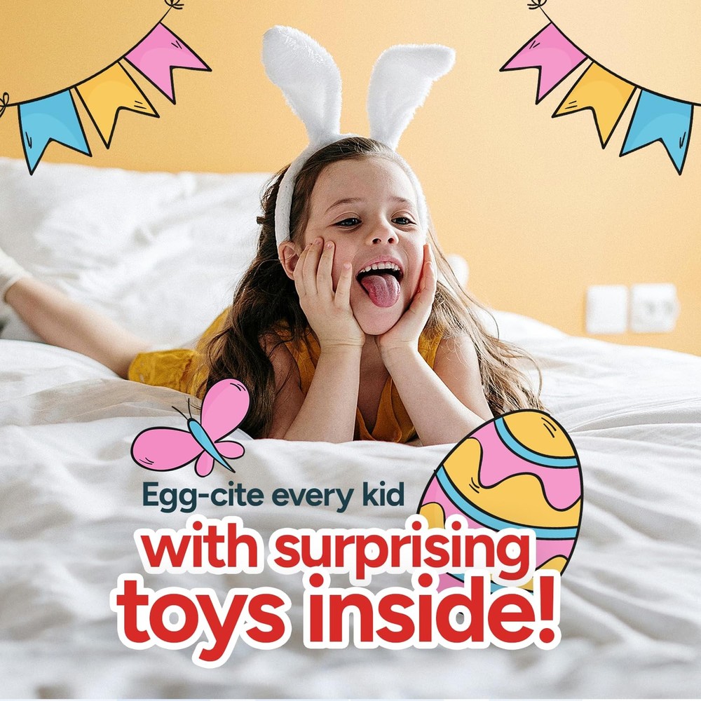 Easter Eggs for Easter Basket Stuffers - 12 Prefilled Easter Eggs with Toys -...