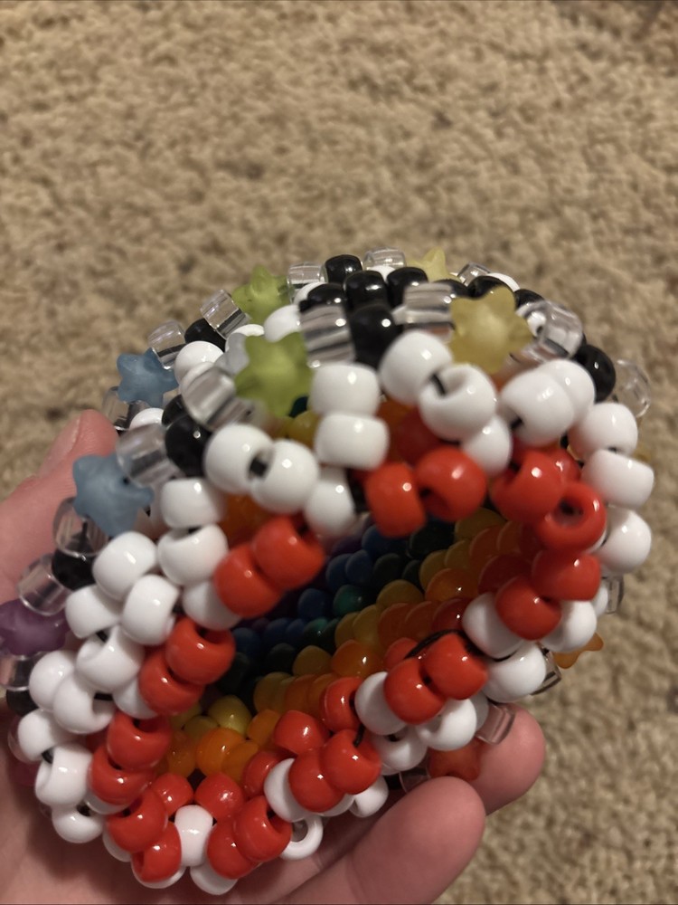 Large Rainbow Kandi Cuff Bracelet Rainbow Beads