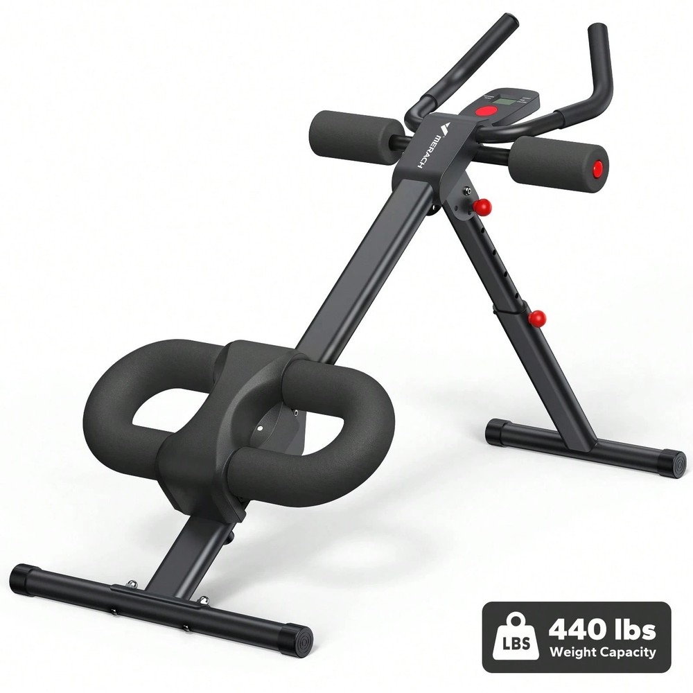 Foldable Ab Machine Adjustable Workout Equipment Core Trainer w/ LCD Display