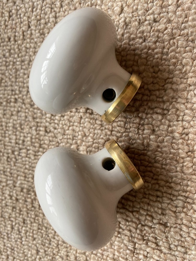 Vintage  white Porcelain Door Knobs   x2