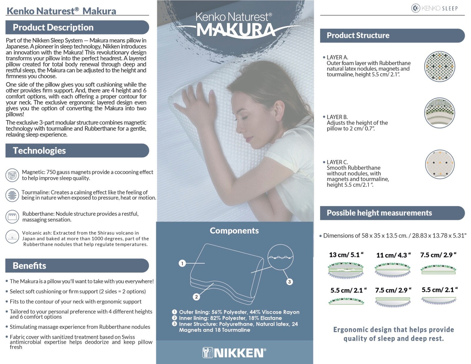 NEW - Nikken Kenko Naturest Makura Pillow